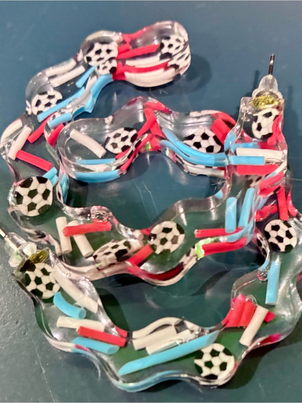 USA Soccer earrings, handmade